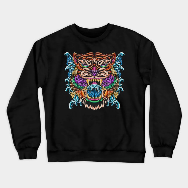 The Wave Of TIger And Fish Crewneck Sweatshirt by Stayhoom